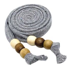 Cotton Sweatshirt Hoodie Flat Drawstring Sweatpants Waistband Cord Wooden Beads Decorative Replacement Drawstring,Grey