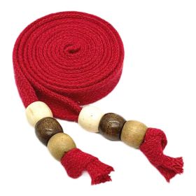 Cotton Sweatshirt Hoodie Flat Drawstring Sweatpants Waistband Cord Wooden Beads Decorative Replacement Drawstring,Red