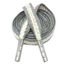 Two-tone Cotton Braided Drawstring Flat Decorative Replacement Drawstring for Hoodies Sweatpants Shorts,Grey Beige