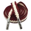 Two-tone Cotton Braided Drawstring Flat Decorative Replacement Drawstring for Hoodies Sweatpants Shorts,Wine Red Beige