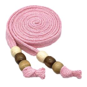 Cotton Flat Drawstring Wooden Beads Decorative Replacement Drawstring for Sweatshirt Hoodies Sweatpants Shorts,Pink