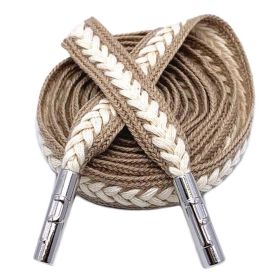 Two-tone Cotton Braided Drawstring Flat Decorative Replacement Drawstring for Hoodies Sweatpants Shorts,Khaki Beige
