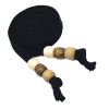 Cotton Sweatshirt Hoodie Flat Drawstring Sweatpants Waistband Cord Wooden Beads Decorative Replacement Drawstring,Black