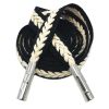 Two-tone Cotton Braided Drawstring Flat Decorative Replacement Drawstring for Hoodies Sweatpants Shorts,Black Beige
