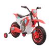 12V Kids Electric Motorcycle Dirt Bike Battery-Powered Ride-On Off-road Street Bike Charging Battery Training Wheels Red