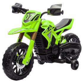 6V Kids Motorcycle with Training Wheels, Horn & Start Sound, for 3-8 Years, Green