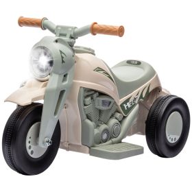 Ride On Motorcycle, 6V Ride on Bubble Car, 3 Wheeled Electric Motorcycle for Kids w/ LED Headlight, Music, Cream White