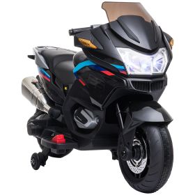 12V Electric Kids Motorcycle | Training Wheels, Light & Music Features | Battery-Powered Motorbike, Black