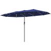 Garden Parasol, Double-Sided Sun Umbrella with LED Solar Lights, Patio Parasol for Outdoor, Navy Blue