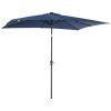 9 x 7 ft Patio Umbrella Outdoor Table Market with Crank Solar LED Lights Tilt Button for Deck Pool Blue