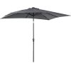 9 x 7 ft Patio Umbrella Outdoor Table Market with Crank Solar LED Lights Tilt Button for Deck Dark Gray