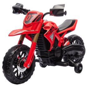 6V Kids Motorcycle with Training Wheels, Horn & Start Sound, for 3-8 Years, Red