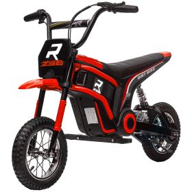 Electric Dirt Bike with Twist Grip Throttle, 24V 350W Off-Road Electric Motorcycle with Brake, Music Horn, for Ages 13+ Years, Red