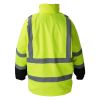 High Visibility Reflective Safety Jacket, Waterproof Safety Hoodie, Work Construction Coat with Pockets for Men & Women, Rain Gear Meet ANSI & Class 3
