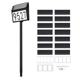 Solar Address Sign, 3 Colors House Numbers for Outsides, Waterproof Illuminated LED Address Plaques with Stakes