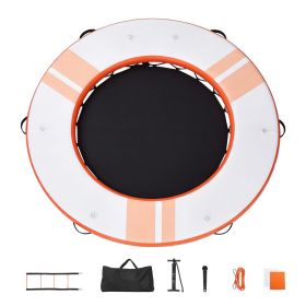 Inflatable Floating Dock, 8 FT Inflatable Dock Platform, Non-Slip Water Air Mat with Portable Carrying Bag and Detachable Ladder