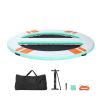 Inflatable Floating Dock, 10x8 FT Round Inflatable Dock Platform, Non-Slip Water Air Mat with Portable Carrying Bag & Detachable Ladder
