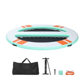 Inflatable Floating Dock, 10x8 FT Round Inflatable Dock Platform, Non-Slip Water Air Mat with Portable Carrying Bag & Detachable Ladder