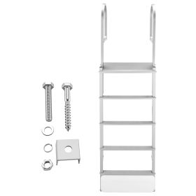 Retractable Dock Ladder, 5 Steps, Aluminum Alloy Pontoon Boat Swim Ladder with Auto-Lift Float, Non-Slip Wide Steps, 500 lbs Weight Capacity