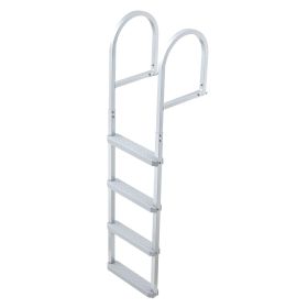 Removable Dock Ladder, 4 Steps, Aluminum Alloy Pontoon Boat Swim Ladder, with Non-Slip Wide PP Steps, 500 lbs Weight Capacity, Quick Release Design