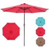 10 ft Patio Umbrella for Table, Outdoor Sun Umbrella with 32 LED Solar Lights, Red((Shipment from Walmart))