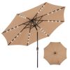 edx 10ft Solar 32 LED Lights Patio Umbrella with Tilt Adjustment and UV-Resistant Polyester Fabric, Market Umbrella for Outdoor, Khaki