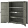 Rattan Wicker Outdoor Storage Cabinet with 4 Shelves and 2 Doors for Garden Pool Towel Storage, Dark Gray