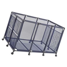 Pool Storage Bin, 48.8 x 32.7 x 32.7 in, Rolling Pool Float Storage Organizer with Side Pockets & Casters, Heavy Duty Metal Frame