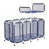 Pool Storage Bin, 64.96 x 33.46 x 64.96 in, Rolling Pool Float Storage Organizer with Side Pockets & Noodles Holder Rack, Durable Plastic Frame
