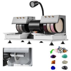 Cabbing Machine, 6" 2/5 HP 1800 RPM Efficient, Lapidary Rock Grinder Polisher With Diamond and Resin Wheels, LED Lamp, Water System