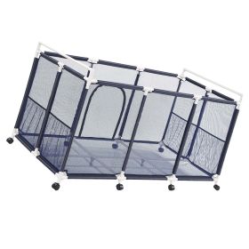Pool Storage Bin, 62.6 x 32 x 36 in, Rolling Pool Float Storage Organizer with Side Pockets & Casters, Durable Plastic Frame
