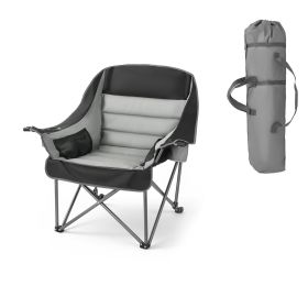 Oversized Camping Chairs, 450 lbs Heavy Duty Support, Portable Padded Folding Camp Chairs with Dual Cup Holders & Wine Glass Holders