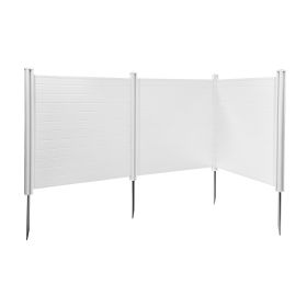 3 Panels Outdoor Privacy Screen, 50 x 50 in Air Conditioner Fence with 27.6 in Ground Stakes, Pool Equipment Enclosure, Horizontal Vinyl Privacy Fence
