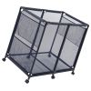 Pool Storage Bin, 36.8 x 24 x 35.6 in, Rolling Pool Float Storage Organizer with Side Pockets & Casters, Heavy Duty Metal Frame