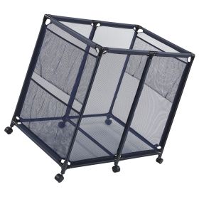 Pool Storage Bin, 36.8 x 24 x 35.6 in, Rolling Pool Float Storage Organizer with Side Pockets & Casters, Heavy Duty Metal Frame