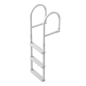 Removable Dock Ladder, 3 Steps, Aluminum Alloy Pontoon Boat Swim Ladder, with Non-Slip Wide PP Steps, 500 lbs Weight Capacity, Quick Release Design