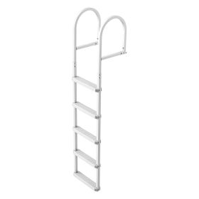 Removable Dock Ladder, 5 Steps, Aluminum Alloy Pontoon Boat Swim Ladder, with Non-Slip Wide PP Steps, 500 lbs Weight Capacity, Quick Release Design