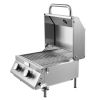 Tabletop Gas Grill, 2-Burner Stainless Steel Portable Propane Grill, with Built-in Thermometer, Travel Locks, Weatherproof Lid, 15,000 BTU Total