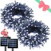 2 Pack White Solar Christmas Lights, Total 200 LED 66 FT Solar String Lights Outdoor Waterproof