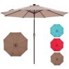 10 ft Patio Umbrella for Table, Outdoor Sun Umbrella with 32 LED Solar Lights, Khaki((Shipment from Walmart))