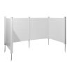 4 Panels Outdoor Privacy Screen, 50 x 50 in Air Conditioner Fence with 27.6 in Ground Stakes, Pool Equipment Enclosure, Horizontal Vinyl Privacy Fence