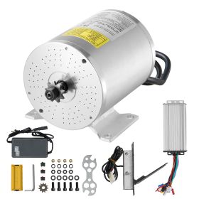 1800W Electric Brushless DC Motor Kit - 48V 4500rpm Motor with Upgraded Speed Controller and Foot Pedal Throttle Kit for Go Karts E-Bike Motorcycle Sc