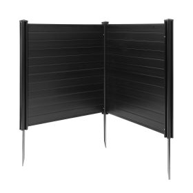 2 Panels Outdoor Privacy Screen, 48 x 48 in Air Conditioner Fence with 27.6 in Ground Stakes, Pool Equipment Enclosure, Horizontal Vinyl Privacy Fence