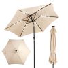 9ft Solar Patio Umbrella with LED Lights, Outdoor Market Table Umbrella with Push Button Tilt & Crank