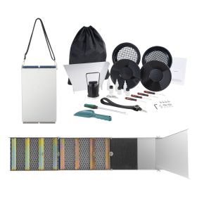 Folding Sluice Box Gold Panning Kit, 50 Inch 23pc Gold Prospecting Equipment Kit with Gold Pan, Classifier Screen, Separating Magnet