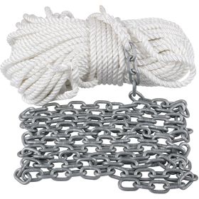 Anchor Rode and Chain, 15' x 5/16" Boat Anchor Chain, 1/2" x 200' Nylon Rope, 2.2T Chain Tension Galvanized Steel Chain