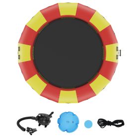 Inflatable Water Bouncer, 17ft Recreational Water Trampoline, Portable Bounce Swim Platform with 5-Step Ladder & Electric Air Pump