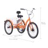 Adult Tricycles Bike, 24 Inch Three-Wheeled Bicycles, 3 Wheel Bikes Trikes, Aluminum Alloy Cruiser Bike with Basket & Adjustable Seat