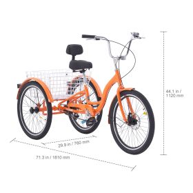 Adult Tricycles Bike, 24 Inch Three-Wheeled Bicycles, 3 Wheel Bikes Trikes, Aluminum Alloy Cruiser Bike with Basket & Adjustable Seat