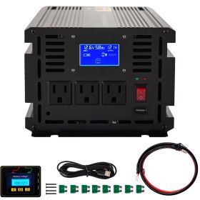 Power Inverter, 2000W Modified Sine Wave Inverter, DC 12V to AC 120V Car Converter, with LCD Display, Remote Controller, LED Indicator